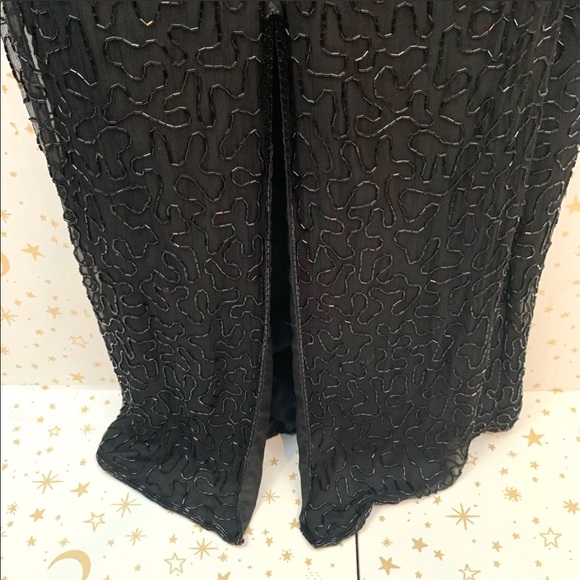 Vintage | Full Length Sequin Beaded Black Dress - Picture 5 of 8